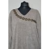 1121 moderní  svetřík béžový s aplikací,2XL-5XL