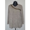 1121 moderní  svetřík béžový s aplikací,2XL-5XL