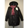 1623 Černá zimní bunda s kapucí a kožešinou - prošev - vel. 2XL 3XL