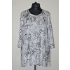 1116 tunika bílo-černá do "A", loktový rukáv, 4XL-6XL