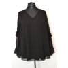 1090  Dámská společ. halena černá, volánkové rukávy, vel. 54, 56