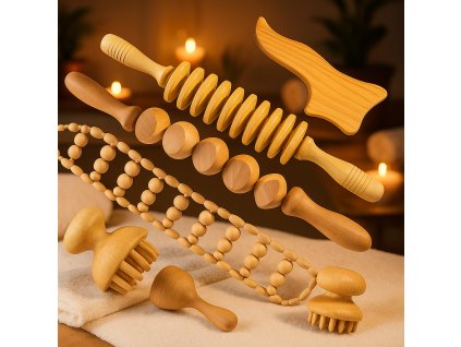 Drevená masážna sada