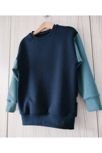 MIKINA MODRÁ OVERSIZED VEL. 110/116