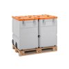 Mobilní BOX 170 l s kolečky, uzamykatelný pro přepravu pevného zboží v obalech skupiny II nebo III a je také schválena pro přepravu v souladu s ADR, RID a IMDG Code.