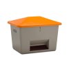 Nádoba na posypový materiál „V“ s odolným víkem proti vandalismu 700 l, šedá/oranžová, s otvorem pro odběr