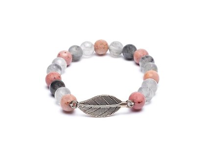 Náramok - RODONIT A SIVÝ KREMEŇ s pierkom