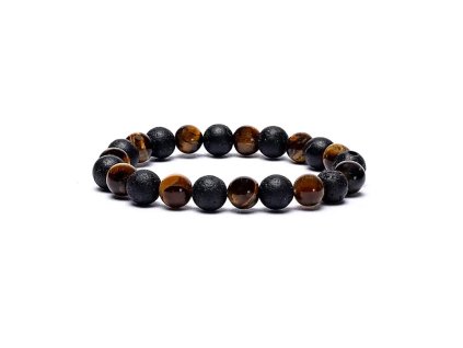 Náramok - TIGRIE OKO A LÁVOVÝ KAMEŇ