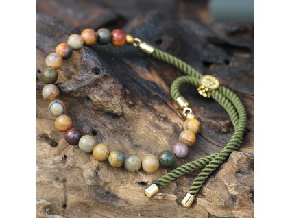 Náramok pozlátený 18-karátovým zlatom - PICASSO JASPIS