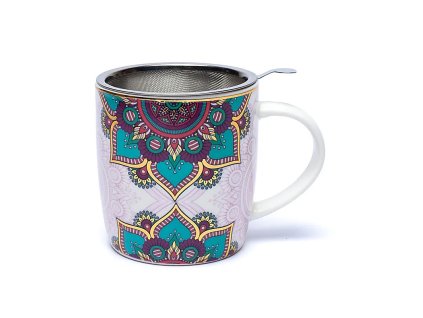 Porcelánový hrnček so sitkom MANDALA - tyrkysový