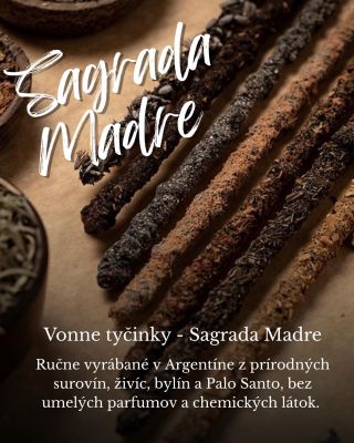 Sagrada Madre už aj u nás 🌿 prírodné vonné tyčinky, ktoré vznikajú z bylín, živíc a dreva Palo Santo, bez zbytočných...