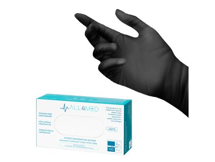 ALL4MED Eldobható kesztyű - fekete, 4 mm-es méret M 100 db