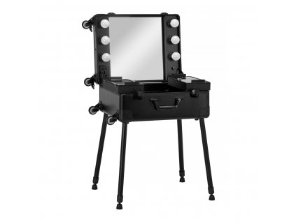 Kozmetikai bőrönd T-27 – fekete, állvánnyal és világítással
