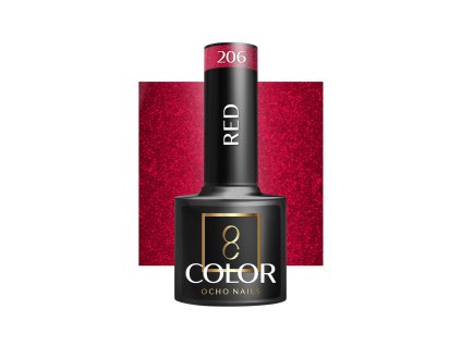OCHO NAILS Hibrid Géllakk, körömlakk red 206 -5 g