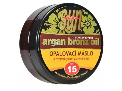 Glitter hatású barnító vaj bio argánolajjal SPF 15 – SUN 200 ml