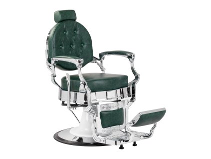 Barber szék President – zöld, krómozott vázzal