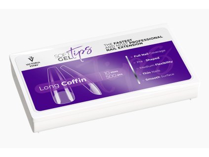 Tippek körömépítéshez LONG COFFIN 500 db