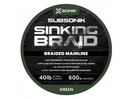 Sonik Šňůra Subsonik Sinking Braid 600m 0,20mm 40lb