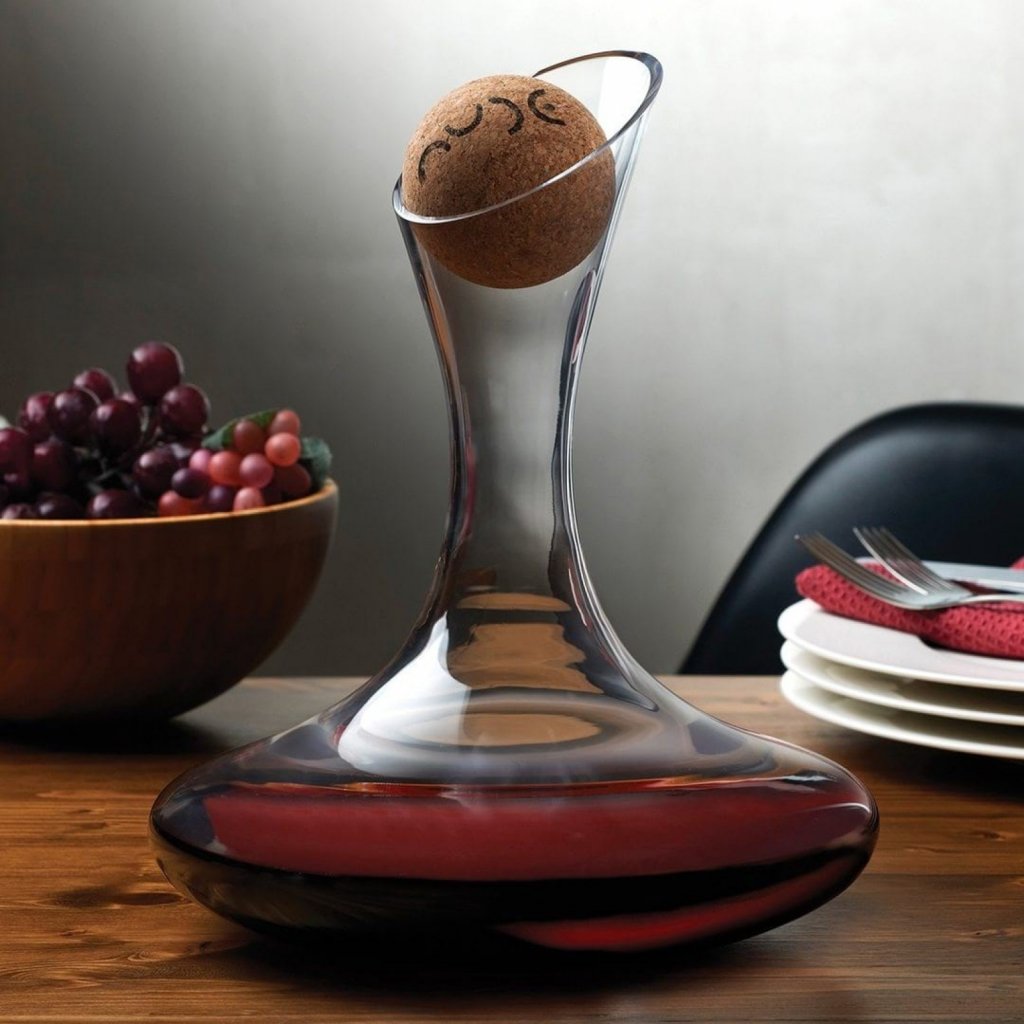 oxygen wine decanter 1.75 l with cork stopper nude glass 2