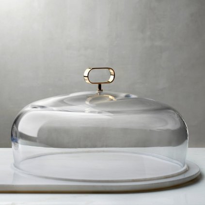 Cupola Cake Dome Large with Brass Handle and Marble Base 3