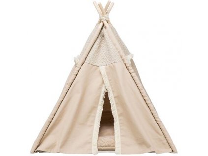 Teepee BOHO s polštářem, 55 x 65 x 44 cm, bavlna, béžová