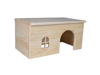Dřevěný domek s rovnou střechou pro králíky 40 x 20 x 23 cm