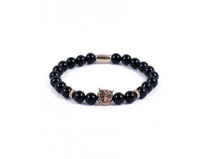 rose gold sova s onyxovymi kameny