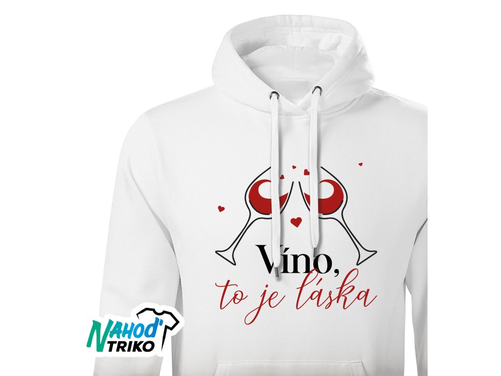 Pánská mikina s kapucí Víno, to je láska