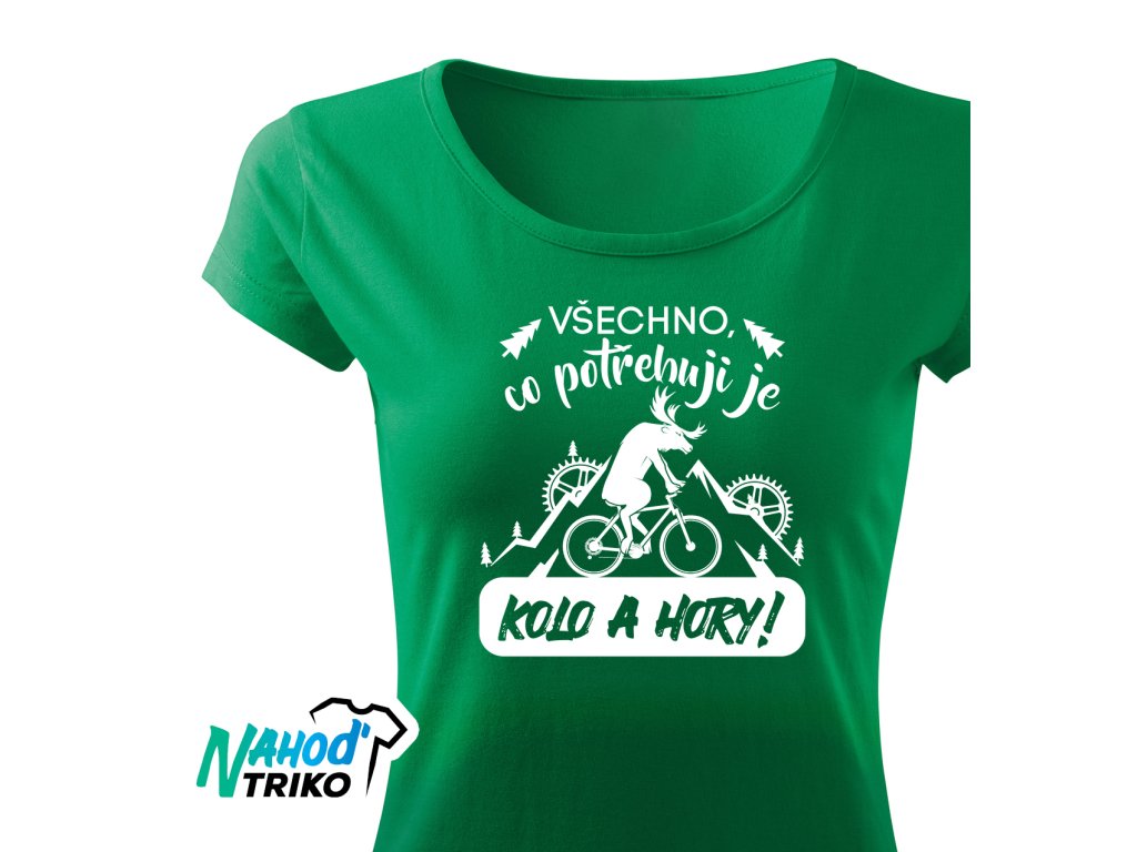 Tričko dámské Classic Všechno, co potřebuji je kolo a hory