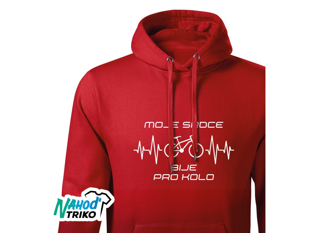 Pánská mikina s kapucí Moje srdce bije pro kolo