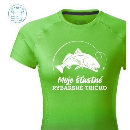 Funkční tričko dámské Sport  |  Šťastné rybářské tričko (Barva – Tričko Sport dámské Bílá, Velikost 2XL)