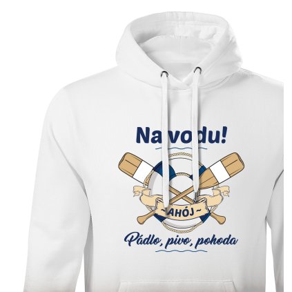 Pánská mikina s kapucí  |  Kruh a pádla “Na vodu” (Barva – Mikina s kapucí pánská Bílá, Velikost 2XL)
