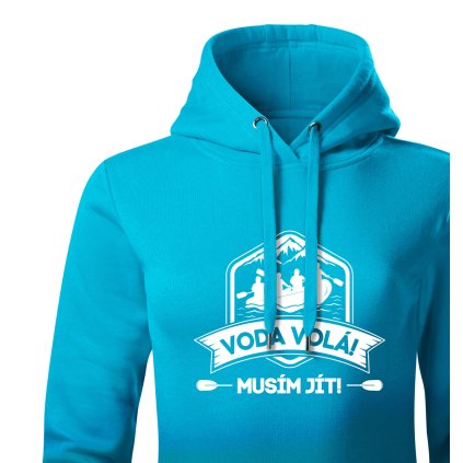 Dámská mikina s kapucí  |  Voda volá, musím jít! (Barva – Mikina s kapucí dámská Bílá, Velikost 2XL)