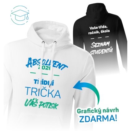 Pánská mikina s kapucí  |  Třídní / Maturitní... (Barva – Mikina s kapucí pánská Půlnoční modrá, Velikost XL)