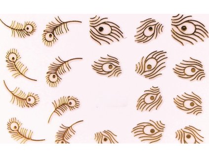 Samolepka 3D na nehty Pírka  zlatá