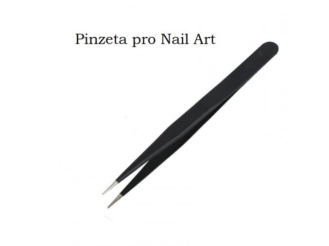 PINZETA PRO NAIL ART A KAMÍNKY, ROVNÁ, ČERNÁ