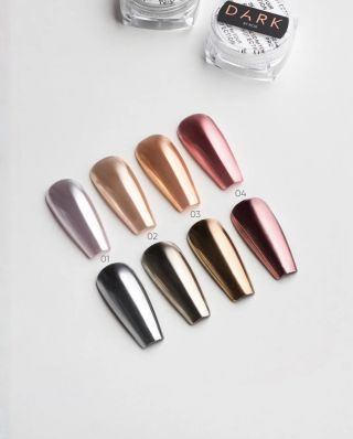 Mirror Powder DARK 5g na černém podkladu a na podkladu s Milky Pink Top 😍