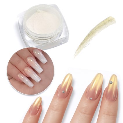 Leštiaci prach na zdobenie nechtov - efekt chameleon Gold