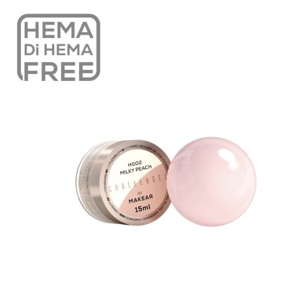 MAKEAR Challengel Milky Peach HG02 15ml  Stavebný gél, ktorý je vhodný na doplnenie, pedĺženie, modeláciu na šablónach alebo spevnenie nechtovej platničky. Ideálny pre metódu bez pílovania. Má ľahkú konzistenciu, neťahá sa za štetcom, je tvrdý a odolný.