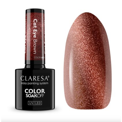 Hnedo-medený gél lak s magnetickým Cat Eye efektom. Claresa Gél lak CAT EYE BROWN
