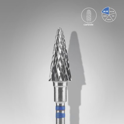 Karbidový brúsny nadstavec pre ľavákov STALEKS EXPERT cone blue 6mm : 14mm