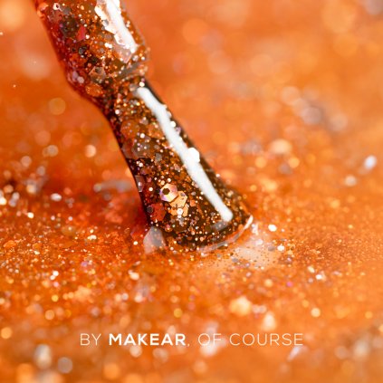Šťavnatá oranžová s výraznými glitrami. Makear Gel Polish 8ml Stars S65