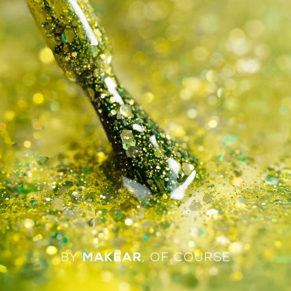 Žltý gél lak s obsahom trblietok. Makear Gel Polish 8ml Stars S64