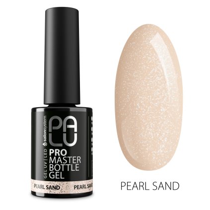 PALU PRO MASTER BOTTLE GEL 11g PEARL SAND Stavebný gél, ktorý je ideálny na rýchlu modeláciu bez pílovania a na doplnenie. Krémový odtieň so striebornými trblietkami.