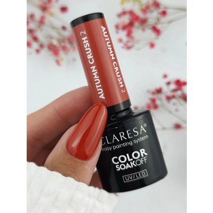 Claresa Gél lak AUTUMN CRUSH 2 Gél lak v teplom karamelovo-pomarančovom odtieni.