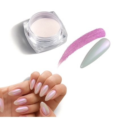 Leštiaci prach na zdobenie nechtov - efekt chameleon Pink