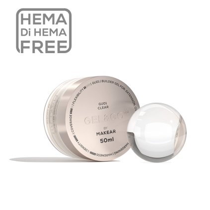 MAKEAR Gel&Go Up Builder gel GU01 Clear 50mlTrojfázový stavebný gél s hustou konzistenciou a vysokou tvrdosťou. Samonivelačný, HEMA-free gél vhodný na predlžovanie, dopĺňanie aj spevnenie nechtov. Umožňuje stlačenie tunela a pohodlné pilovanie.