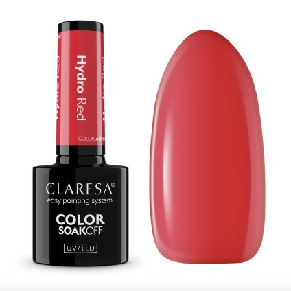 Polotransparentný červený gél lak s „glass“ efektom. Claresa gél lak HYDRO Red