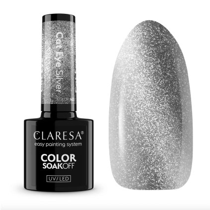 Strieborný gél lak s intenzívnym Cat Eye efektom. Claresa Gél lak CAT EYE SILVER