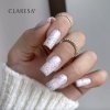 CLARESA TOP NO WIPE ICE DISCO 5G Transparentný top s kúskami striebornej fólie vytvára efekt ľadových odleskov a dodáva manikúre žiarivý, elegantný vzhľad. Bez výpotku, so stredne hustou konzistenciou pre jednoduchú aplikáciu.