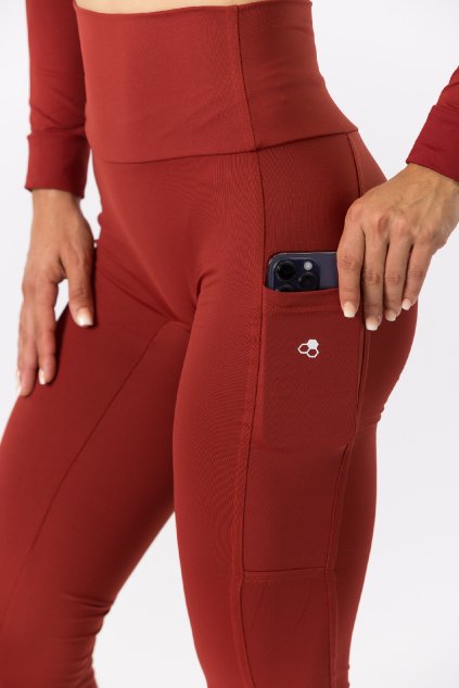 GoldBee Legíny S Kapsou Lycra Brick Red (Barva Brick Red, Velikost L)